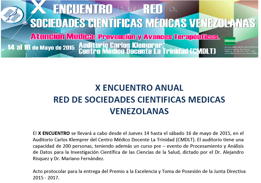 X Encuentro Anual Red de Sociedades Científicas Médicas venezolanas