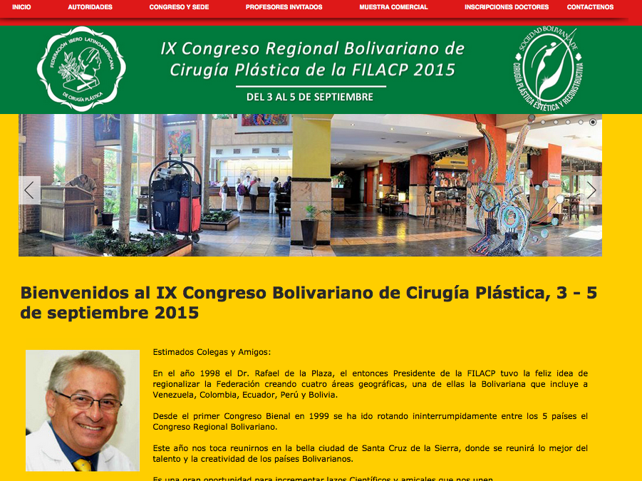 IX Congreso Bolivariano de Cirugía Plástica, Bolivia, 3 – 5 de septiembre 2015