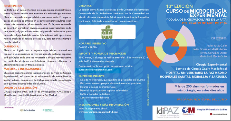 13ª edición del “Curso Práctico de Microcirugía Experimental”. Madrid, España
