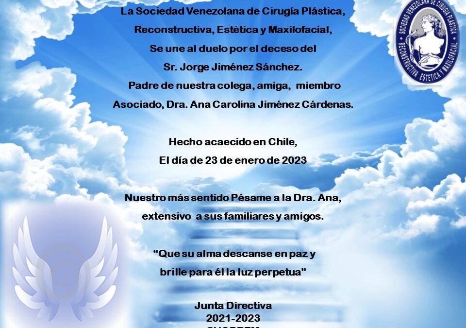 Obituario del Sr. Jorge Jiménez Sánchez., Padre de nuestra Colega y amiga Dra. Ana Jiménez.