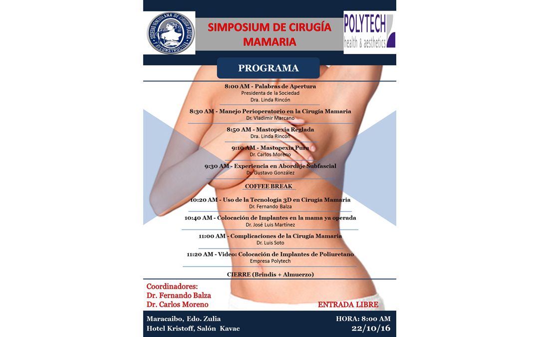 Simposium de Cirugía Mamaria. Octubre 22, Maracaibo.