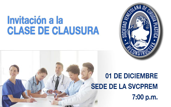 Invitación Clase de Clausura, 01 de diciembre, Sede de la Sociedad.