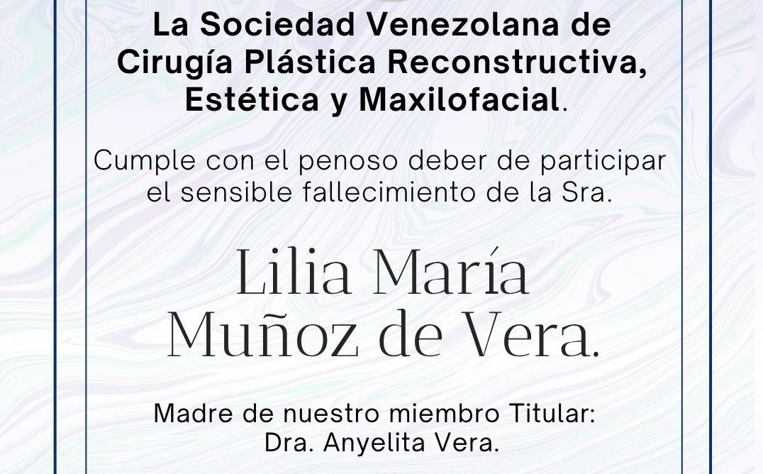 Obituario Sra. Lilia María Muñoz de Vera, Madre de nuestra colega y amiga Dra. Anyelita Vera